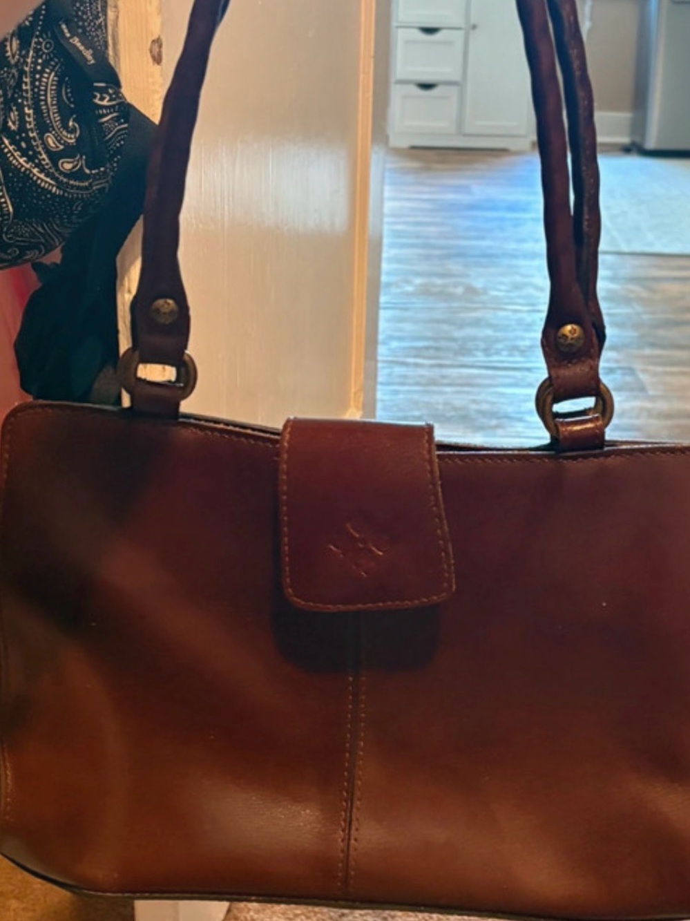 Leather Messenger Bag with Braided Straps